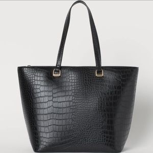 Black crocodile tote bag